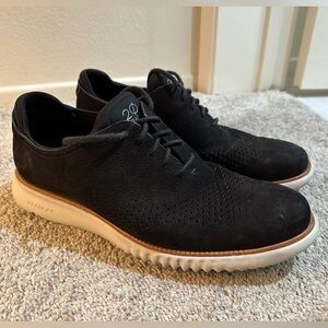 COLE HAAN  MENS SIZE 10.5 BLACK SUEDE 2.ZERØGRAND Laser Wingtip Oxfords